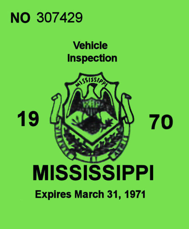 1970 Mississippi inspection sticker